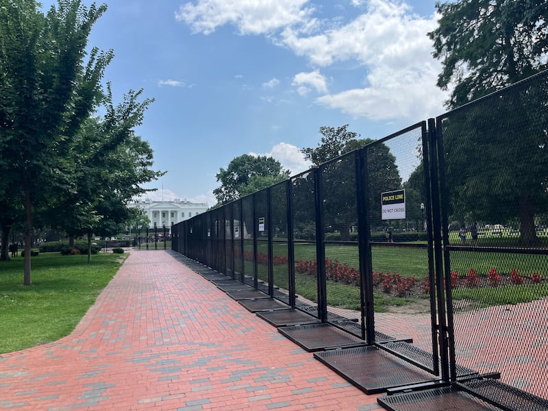 Fencing put up outside the White House in Lafayette Square on June 9 ahead of the military parade on Saturday.