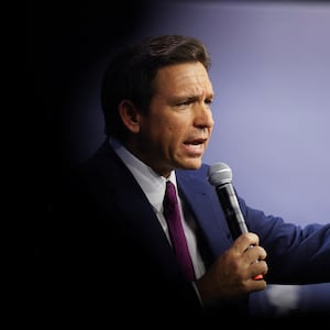 A picture of Florida Governor Ron Desantis, who has expressed support for Sen. Tommy Tuberville’s (R–AL) one-man campaign to block hundreds of military nominations and promotions over a Pentagon abortion policy.