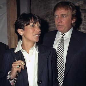 Ghislaine Maxwell and Donald Trump  appear at the The 50th anniversary for both the Ford Modeling Agency and Pantene hair care products in 1997 .