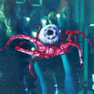 A photo illustration of the eye octopus monster in Alien: Earth.
