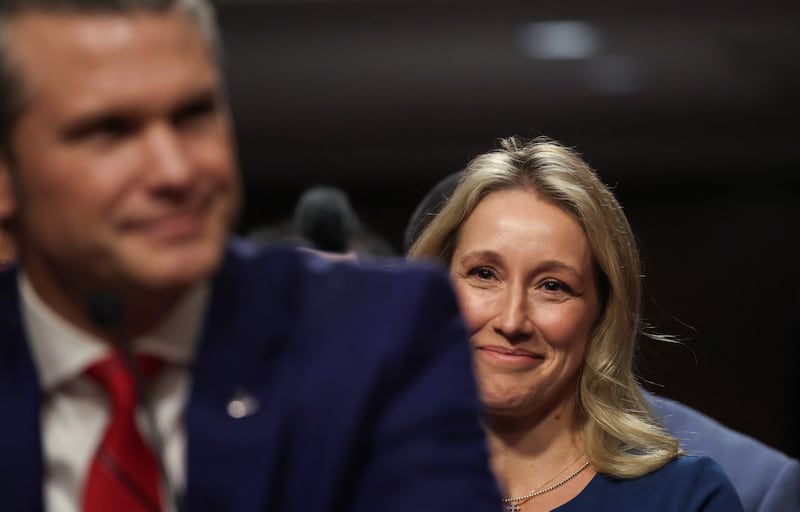 Jennifer Rauchet at Hegseth's confirmation hearing in January