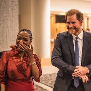 Sophie Chandauka and Prince Harry at a Sentebale reception in South Africa in 2024