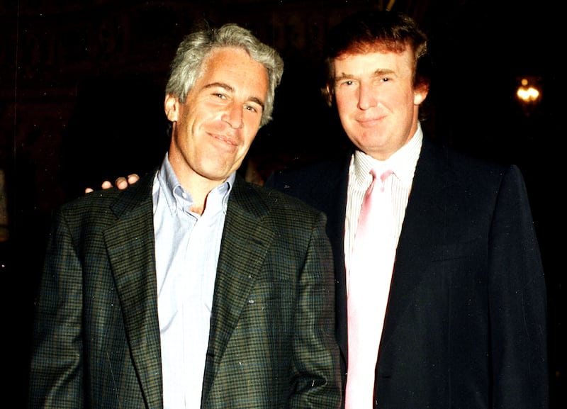 Jeffrey Epstein and Donald Trump pictured at Mar-a-Lago in the 1990s.