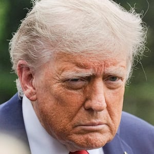 U.S. President Donald Trump looks on as he departs the White House to attend the G7 summit in Canada, in Washington, D.C., U.S., June 15, 2025. REUTERS/Ken Cedeno