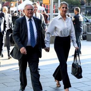 U.S. Senator Robert Menendez, Democrat of New Jersey, and his wife Nadine Menendez arrive at Federal Court for a hearing on bribery charges in connection with an alleged corrupt relationship with three New Jersey businessmen 