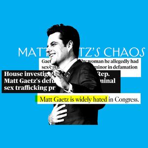 A photo illustration of Matt Gaetz