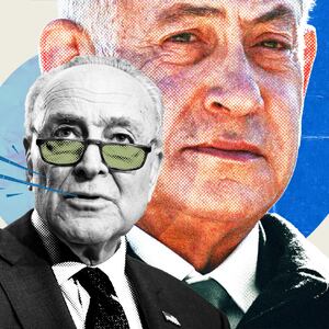 Photo illustration of Chuck Schumer and Bibi Netanyahu