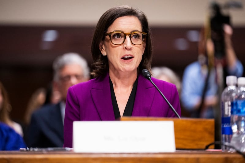 Liz Oyer, a former Justice Department attorney, testifies about her experience to the the US House and Senate Judiciary Committee.