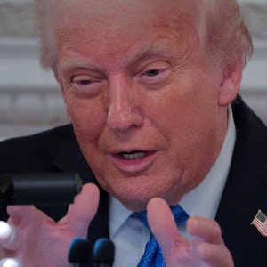 WASHINGTON, DC - MAY 19: U.S. President Donald Trump speaks while hosting members of the board of the Kennedy Center in the State Dining Room at the White House on May 19, 2025 in Washington, DC. Trump installed himself as chairman of the John F. Kennedy Center for the Performing Arts after 18 board members who had been appointed by former President Joe Biden and replaced them with loyalists. (Photo by Chip Somodevilla/Getty Images)