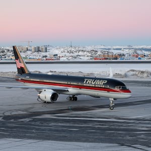 An aircraft alledgedly carrying US businessman Donald Trump Jr. arrives in Nuuk, Greenland on January 7, 2025.