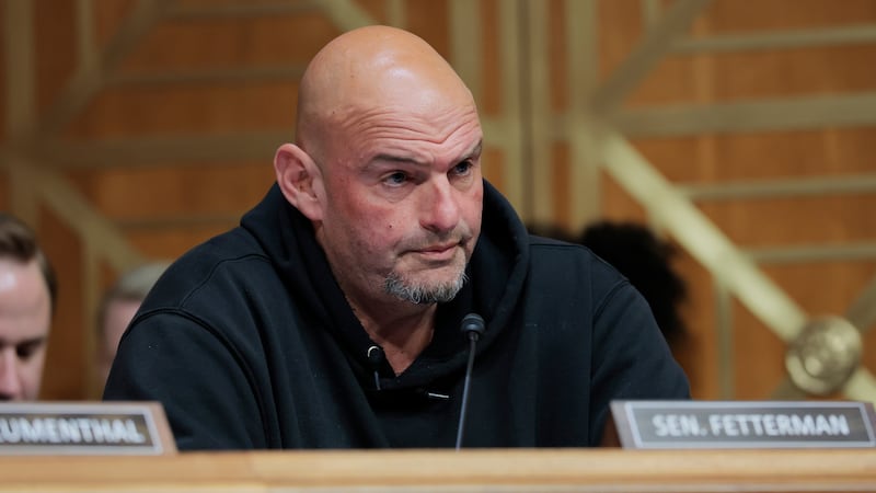WASHINGTON, DC - MAY 20: U.S Sen. John Fetterman (D-PA)  speaks during a hearing with the Senate Committee on Homeland Security and Governmental Affairs on Capitol Hill on May 20, 2025 in Washington, DC. U.S. Homeland Security Secretary Kristi Noem attended the hearing to discuss U.S. President Donald Trump's proposed budget request for fiscal year 2026 for the Department of Homeland Security. (Photo by Anna Moneymaker/Getty Images)