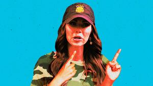 A photo illustration of United States Secretary of Homeland Security Kristi Noem.
