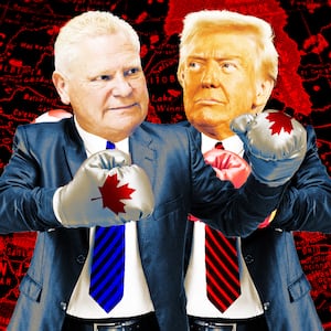 A photo illustration of Ontario Premier Doug Ford and Donald Trump.