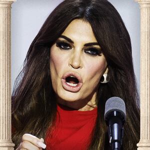Medusa by Caravaggio and Kimberly Guillfoyle at the 2024 Republican National Convention