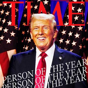 A photo illustration of a mockup of Donald Trump person of the year for Time magazine.
