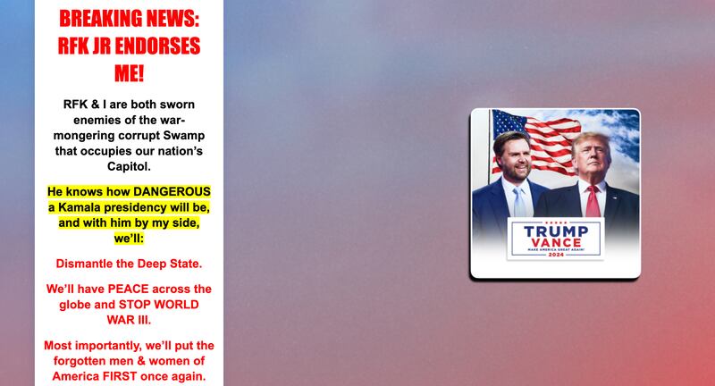 The fundraising pitch blasted out to Donald Trump’s text and email list on Friday afternoon.