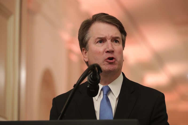 U.S. Supreme Court Justice Brett Kavanaugh speaks at his ceremonial swearing in in the East Room of the White House October 08, 2018 in Washington, DC.