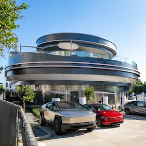 HOLLYWOOD, CA - JULY 11: General view of Elon Musk's new Tesla Diner & Drive-In, which is undergoing testing with an opening date expected by the end of summer on July 11, 2025 in Hollywood, California.  (Photo by AaronP/Bauer-Griffin/GC Images)