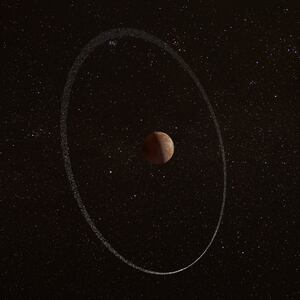 Artist’s impression of Quaoar with a ring system.