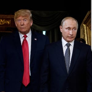 President Trump mocked a Washington Post reporter who asked him if he felt disrespected by Russia’s Vladimir Putin.