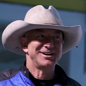 Jeff Bezos arrives for a press conference after flying into space in the Blue Origin New Shepard rocket on July 20, 2021.