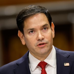 Sen. Marco Rubio (R-FL) testifies during his Senate Foreign Relations confirmation hearing on Jan. 15 in Washington, D.C.