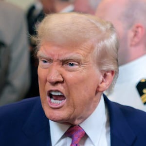 President Donald Trump responds to a reporters question as he leaves after signing a series of bills related to California’s vehicle emissions standards during an event in the East Room of the White House on June 12, 2025 in Washington, DC.