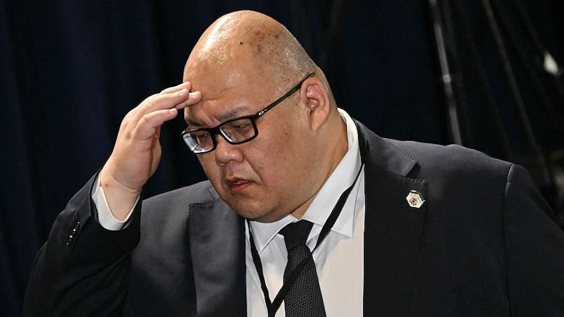 White House Communications Director Steven Cheung is seen during a US-Russia summit on Ukraine at Joint Base Elmendorf-Richardson in Anchorage, Alaska, on August 15, 2025. (Photo by Drew ANGERER / AFP) (Photo by DREW ANGERER/AFP via Getty Images)