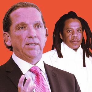 A photo illustration of Tony Buzbee and Jay-Z.