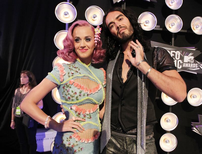 Katy Perry and Russell Brand photographed together at the 2011 MTV Video Music Awards.