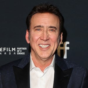 Nicolas Cage smiles on a red carpet for Telefilm Canada