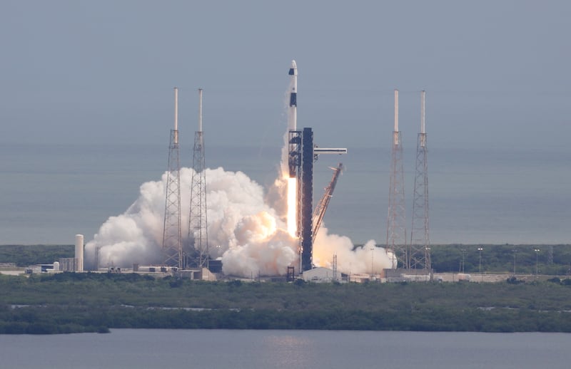 A SpaceX Falcon 9 launch at at Cape Canaveral Space Force Station.