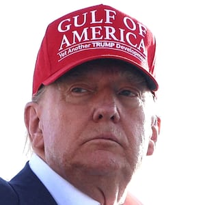 Donald Trump wears a "Gulf of America" hat as he boards Air Force One to depart for Florida, at Joint Base Andrews, Maryland, U.S., July 1, 2025.