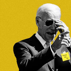 An illustration including current U.S. President Joe Biden and former U.S. President Donald Trump