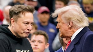 Tesla CEO Elon Musk greets U.S. President Donald Trump. Now Musk is frontrunner to build Trump's 'Golden Dome.'