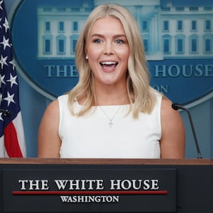 White House press secretary Karoline Leavitt hits out at the media over Russia  during the press briefing at the White House on August 19, 2025