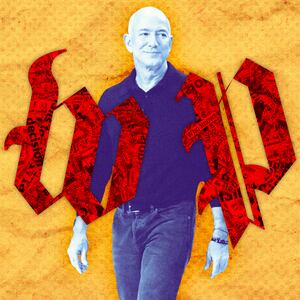 A photo illustration of Jeff Bezos and the Washington Post logo.