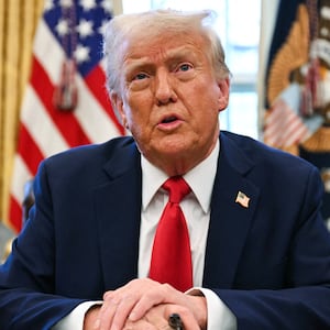 US President Donald Trump speaks to the press as he signs an executive order to create a US sovereign wealth fund, in the Oval Office of the White House on February 3, 2025, in Washington, DC.