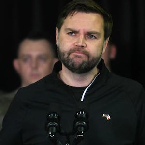 US Vice President JD Vance listens as he speaks at the US military's Pituffik Space Base in Greenland on March 28, 2025.