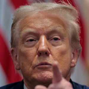 President Donald Trump calls on a reporter during a cabinet meeting with members of his administration in the Cabinet Room of the White House on August 26, 2025 in Washington, DC.