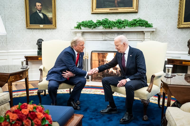 Joe Biden met with Donald Trump in the Oval Office on Nov. 13, 2024. The classic Swedish ivy sitting behind the pair on the mantel, which has long been a fixture of presidential decor, is no more in MAGA 2.0.