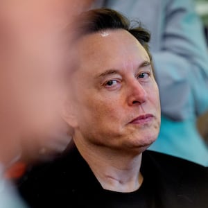 WASHINGTON, DC - APRIL 30:  Tesla CEO Elon Musk looks on during a Cabinet meeting at the White House on April 30, 2025 in Washington, DC. Trump convened the meeting as reports released today say the U.S. economy contracted 0.3% in the first quarter of 2025, the first negative reading in three years, fueled by a massive surge in imports ahead of the administration's expected tariffs. (Photo by Andrew Harnik/Getty Images)