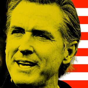 Photo illustration of Gavin Newsom and Ron DeSantis