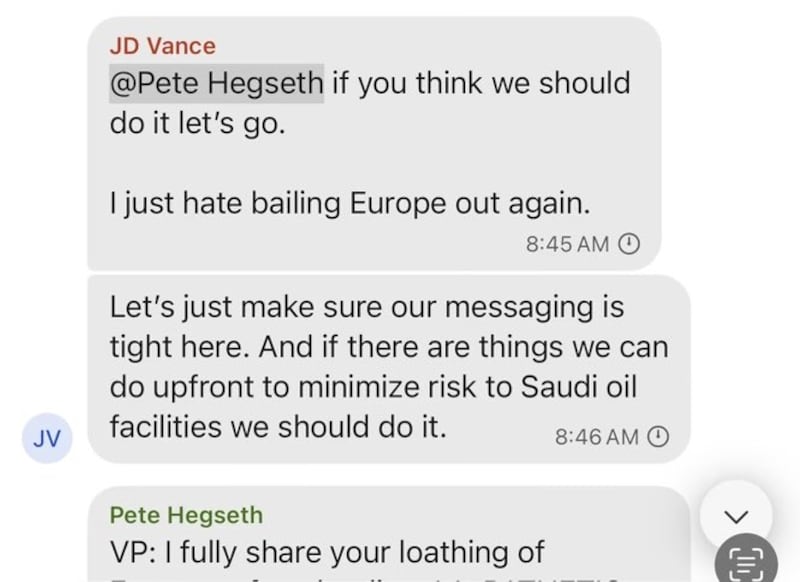 Some of the texts viewed by The Atlantic’s Jeffrey Goldberg.