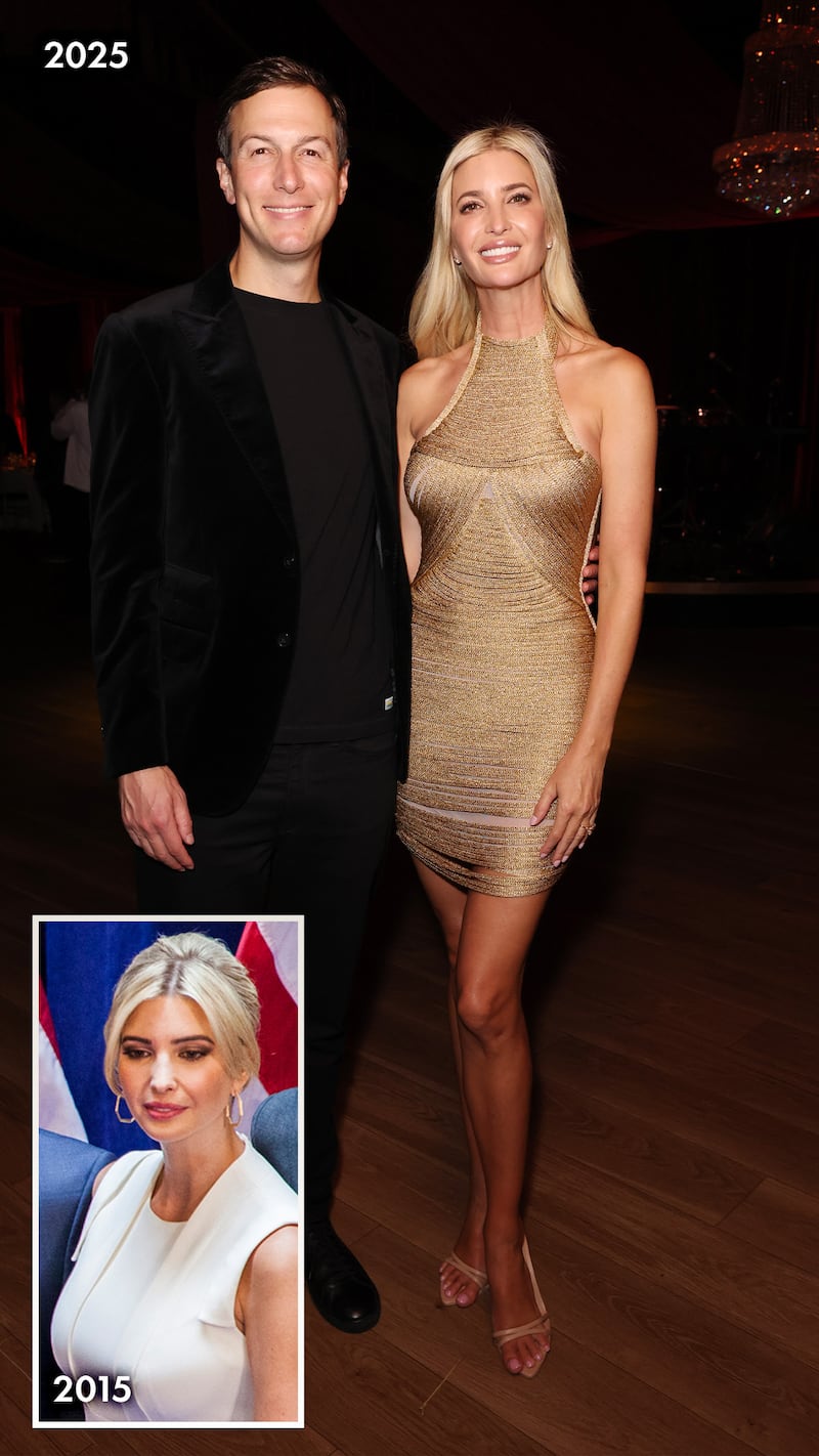 Ivanka Trump (with Jared Kushner), 2015 and 2025