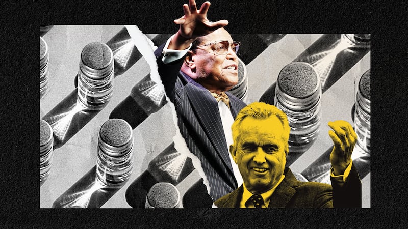 A photo illustration featuring Robert F. Kennedy Jr. and Minister Louis Farrakhan
