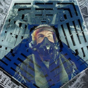 A photo illustration showing Tom Cruise in Top Gun: Maverick super imposed over the Pentagon building.