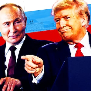 Putin and Trump at their joint press conference in Alaska.