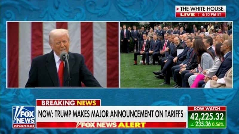 President Donald Trump announces new tariffs.