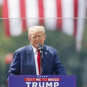 Republican presidential nominee and former President Donald Trump speaks during a campaign rally in Asheboro, North Carolina on August 21, 2024.